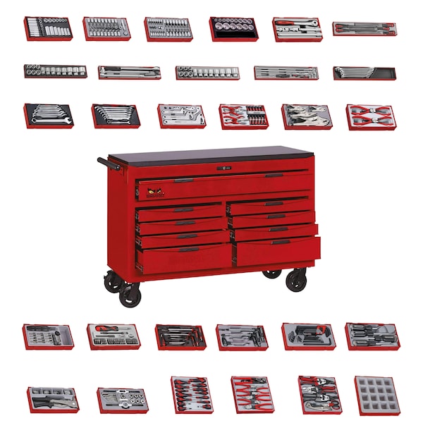 515 Piece SAE Tool Kit in a 53" Wide Tool Box